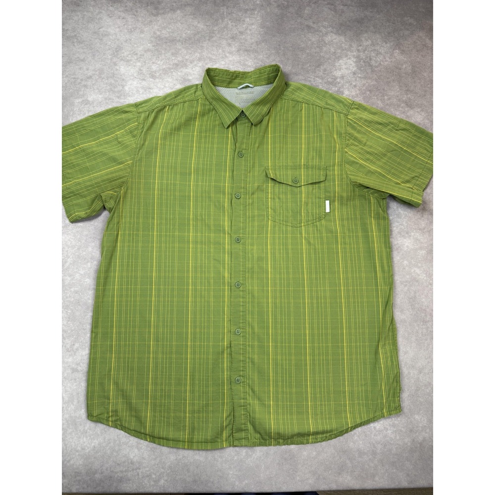 Columbia Shirt Mens Large Green Plaid Short Sleeve Outdoor Vented Hiking Fishing
